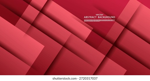 Fondo abstracto 3D rojo con sombras realistas. Diseño brillante con concepto 3D. Fondo de pantalla cuadrado futurista rojo. Vector Eps10