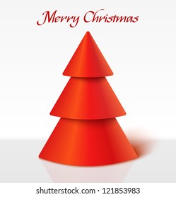 Red 3d abstract christmas tree. Vector illustration