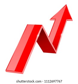 Red 3d up arrow. Financial graph. Vector illustration isolated on white background