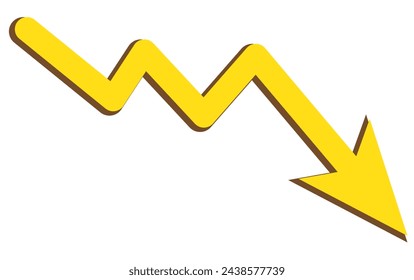 Red 3d arrow going down stock icon on white background. Bankruptcy, financial market crash icon for your web site design, logo, app, UI. graph chart downtrend symbol.chart going down sign. Vector Form