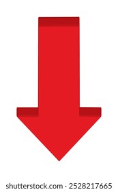 Red 3d arrow going down stock icon on white background. Bankruptcy, financial market crash icon for your web site design, logo, app, UI. graph chart downtrend symbol.chart going down sign.