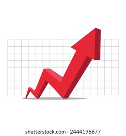 red 3D arrow going up graph vector illustration represents business profit economic boom financial grow