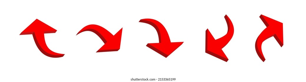 Flecha roja 3d. Flecha isométrica vectorial aislada en fondo blanco.