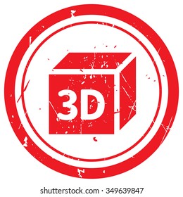 Red 3D Box rubber stamp