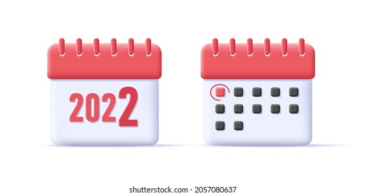 icono rojo 3d calendario para la fecha de inicio del nuevo año o mes, gráfico de representación, aislado