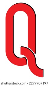Red 3D capital letter Q stencil over white background