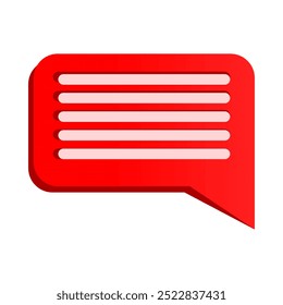 Red 3d chat icon isolated on white background. Chatting, message, symbol, vector.