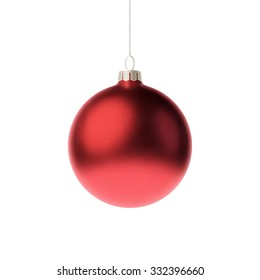 Red 3d christmas Bauble. Vector illustration