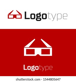 Red 3D cinema glasses icon isolated on white background. Logo design template element. Vector Illustration