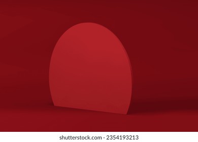 Red 3d circle wall fashion display for commercial product show presentation realistic vector