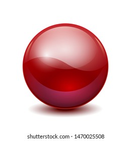 Red 3D crystal magic sphere. Glass transparent ball with shadows – stock vector