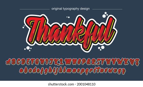 Red 3D Cursive Graffiti Artistic Font Typography