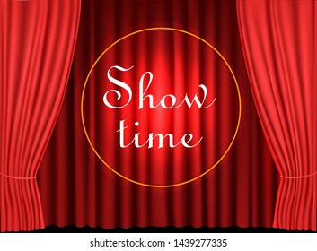 red 3D curtains, vector illustration , open