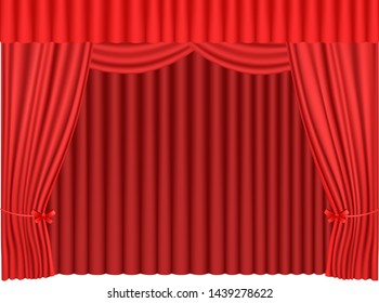 red 3D curtains, vector illustration , open