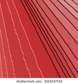 red 3D diagonal gradient pattern with embossed rippled lines in different shades, vector illustration