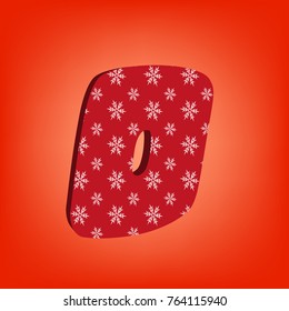 Red 3d digit 0 with snowflakes.Gradient background