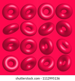 
Red 3d donuts in different positions