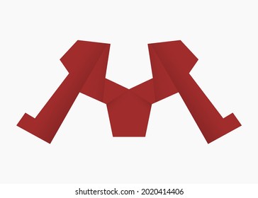 color rojo de efecto 3d de la plantilla de logotipo de letra m única.