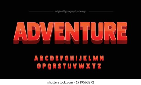 Red 3D Gaming Logo Cartoon Typography Text Effect