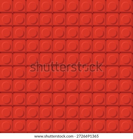 Red 3D geometric building kit blocks board vector square seamless pattern or texture.