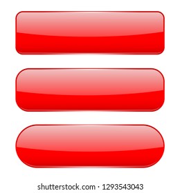 Red 3d glass buttons. Vector illustration isolated on white background