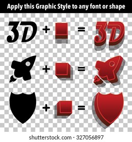 Red 3d Graphic Styles for Illustrator