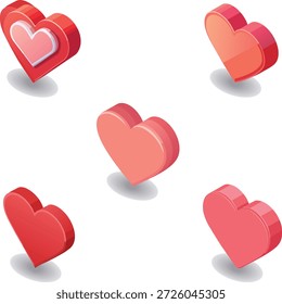 red 3d heart icon set