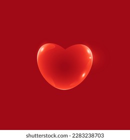 Red 3d heart isolated on red background