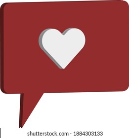 Red 3D Heart Message Icon Illustration Concept