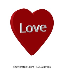 Red 3D Heart Shape illustration, Vector Love Symbol on red background 