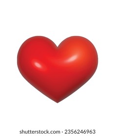 Red 3D heart for valentine, romantic, birthdays and other holiday designs