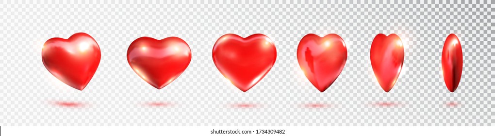 Rote, dreidimensionale Herzen. Valentinstag Liebessymbol, fröhliche Feier romantische Gruß-Dekoration Herz realistischen Vektor