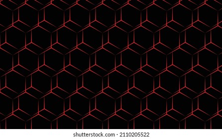 Red 3D hexagon line lights