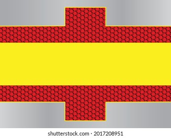 Red 3D hexagons and metal banner abstract background