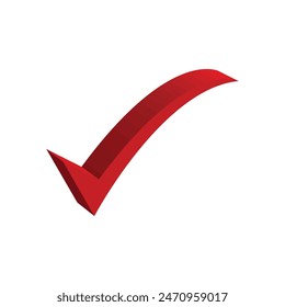 Red 3D icon is finished, done. Vector graphics
