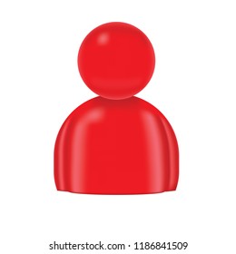 Red 3d icon person isolated on a white background