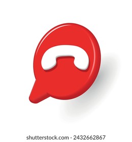 Red 3D icons for end of mobile call