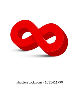 Red 3D Infinity Symbol Isolated - Vector