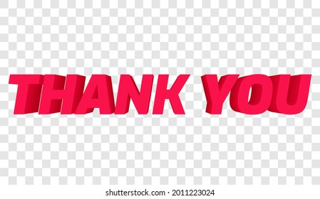 Red 3d inscription thank you on png background