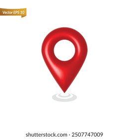 Red 3d Location Map Icon Logo Symbol Vector Design Png shiny clipart Transparent Background