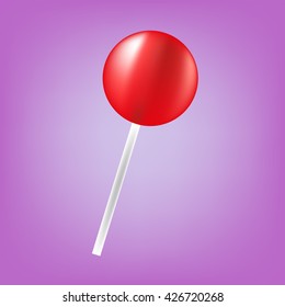 Red 3d lollipop illustration. Summer lollipop vector.Sweet lollipop vector. 