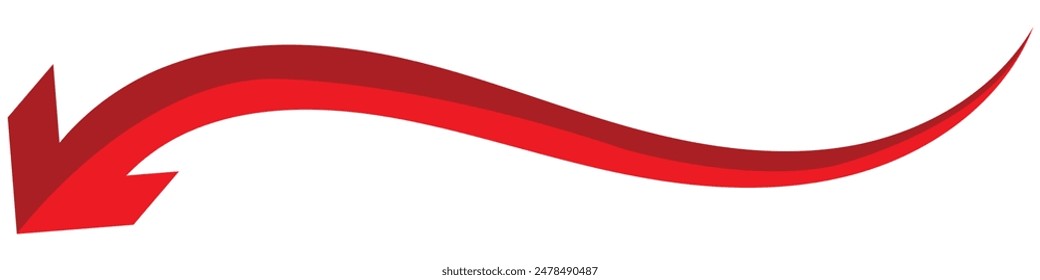 Red 3D long arrow vector illustration. Long arrow icon vector, silhouette. Red long 3D Arrow vector. Arrow pointing. Vector set of trendy long arrows left and right in flat style.