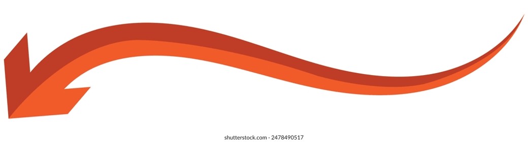  Red 3D long arrow vector illustration. Long arrow icon vector, silhouette. Red long 3D Arrow vector. Arrow pointing. Vector set of trendy long arrows left and right in flat style.