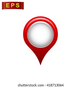 Red 3d map pointer icon, GPS location symbol, navigations sign