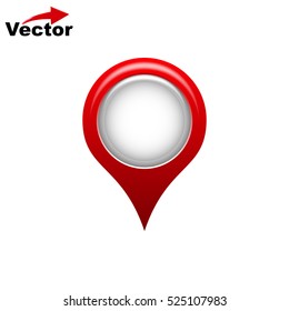 Red 3d map pointer icon, GPS location symbol, navigations sign