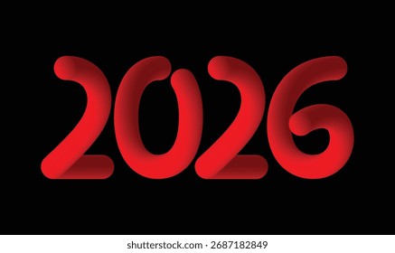 Red 3D Numbers Forming 2026 on White Background – Modern New Year Concept, Celebration Banner or Calendar Design