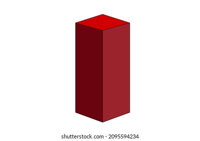Red 3d object, parallelepiped for mathematical study of teachers and students in the classroom for teaching spatial geometry and spatial analytic geometry