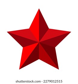 Estrella roja de origami 3D. Se puede usar para tarjetas, cumpleaños y decoraciones navideñas. Ilustración vectorial aislada.