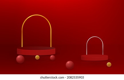 Concepto de fondo de podio rojo 3D, adecuado para diversos diseños de fondo, plantilla, pancarta, afiche, presentación, etc.