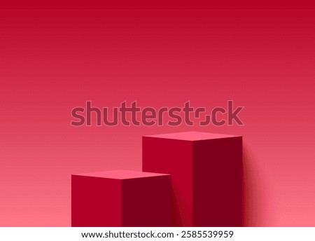 Red 3D podium, stand, pedestal, product display